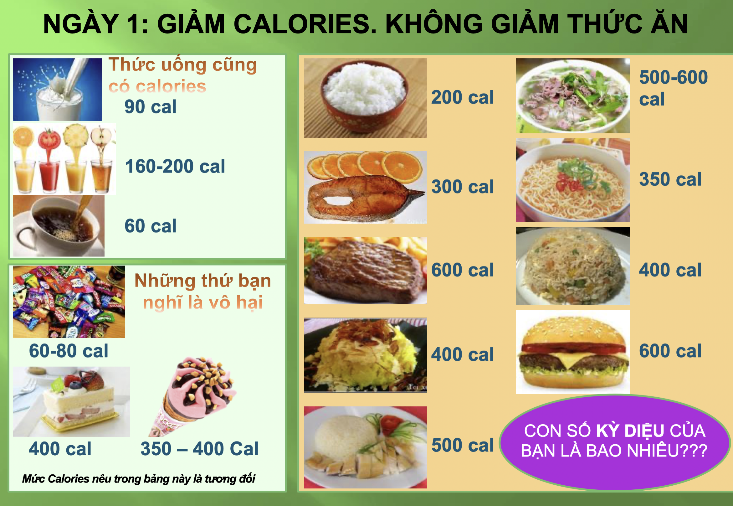 Bảo vệ: Bài 1: Giảm Calories không giảm thức ăn